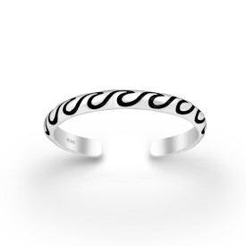 925 Sterling Silver Adjustable Oxidized Wave 