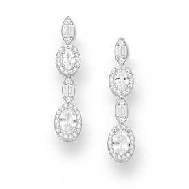 925 Sterling Silver Earrings, Decorated with CZ 