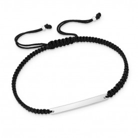 925 Sterling Silver Engravable Bar with Adjustable Thread Bracelet