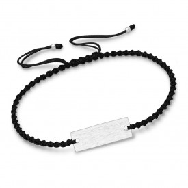 925 Sterling Silver Matte Bar with Adjustable Thread Bracelet