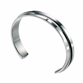 B3393 Stainless Steel BLACK PVD Stripe Cuff Bangle