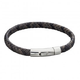 Grey Mix plaited leather braclet