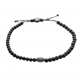 Black Onyx and Lava Cord Bracelet