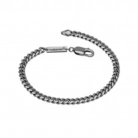 Sterling Silver Gun Metal Cuban Link 22cm Bracelet