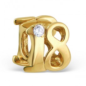 Silver Number Eighteen Bead with Cubic Zirconia