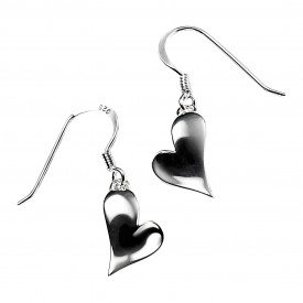 E3334 SILVER Polished Heart EARRING