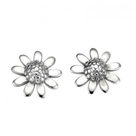 Silver flower stud earring