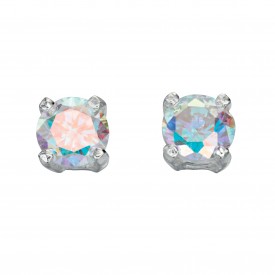Rainbow cubic zirconia 4mm stud earrings