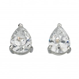 Clear cubic zirconia teardrop stud earrings