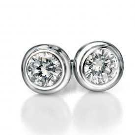 FS round clear cz stud earrings
