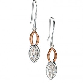 FS ROSE GOLD AND CLEAR CZ DROP EARRINGS