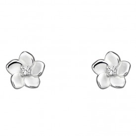 3D cherry blossom earrings with CZ centre