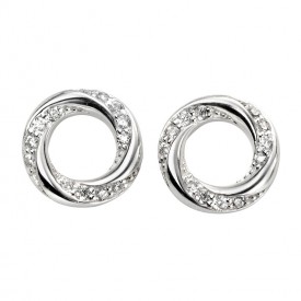 Round pave twisted earrings