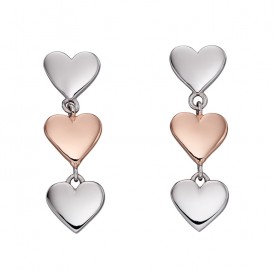 Mixed metal drop heart earring