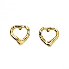 Gold plated sml open heart stud earring