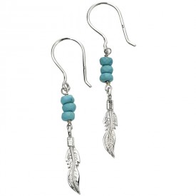 Blue magnezit feather earrings