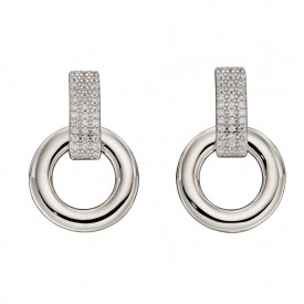 Pave organic donut hoop earrings
