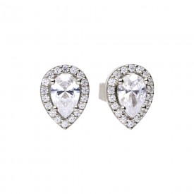 Teardrop halo CZ earrings