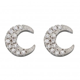 CZ crescent moon studs