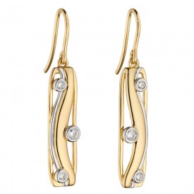 Soft Rectangle Drop Earring with yellow gold plate