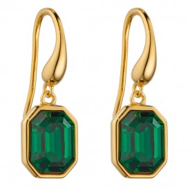 Octagon Earrings -  - Emerald crystal w/ yg plate