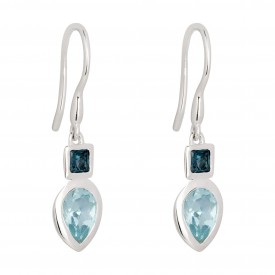 Iris Drop Earrings w/ Sky  Blue Top + London Blue top