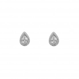 Tiny teardrop CZ stud earring  rhodium