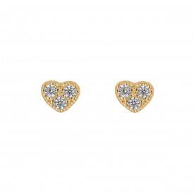 Small pave heart studs gold plate