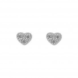 Small pave heart studs rhodium