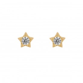 Small pave star  gold plated CZ  studs