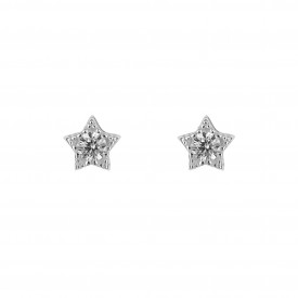 Small pave star CZ studs rhodium