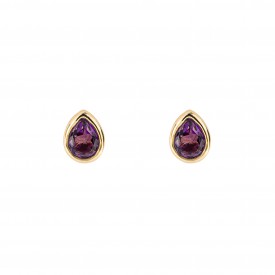 Gold plated Birthstone Earrings February Amethyst