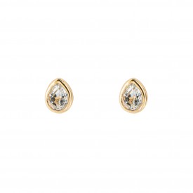 Gold plated Birthstone Earrings  April white topás