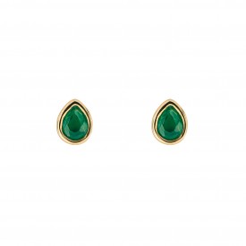 Gold plated Birthstone Earrings  May Green Onix