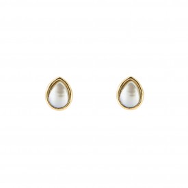 Gold plated Birthstone Earrings  June Cabochon Pearl