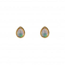 Gold plated Birthstone Earrings  October Cabochon Opal