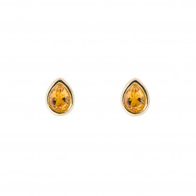Gold plated Birthstone Earrings  November citrín