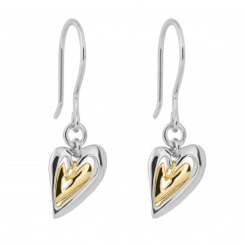 Organic Heart Earrings Yellow Gold Plate