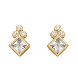 Gold Plated CZ Lozengue Earrings