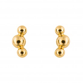 Tri Ball Studs Gold Plated