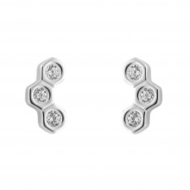 CZ Honeycomb Stud Earrings