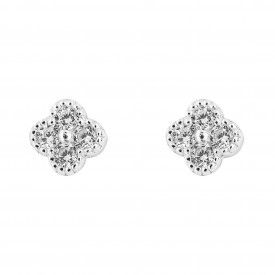 CZ Pave Flower Stud Earrings