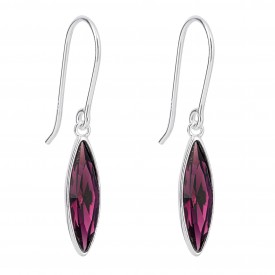 Preciosa Slim Navette Earrings in Silver