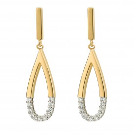 Drop Earrings Mixed Connections with Double Plating and CZ
