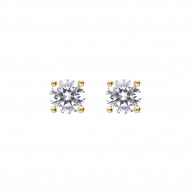 DF CZ 4mm 4 Claws Solitaire gold plated Stud Earrings