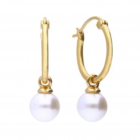 DF Gold Plated Pearl Hoop Earrings