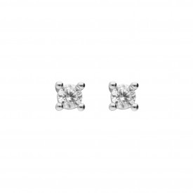 DF CZ 3mm 4 Clows Solitaire Stud Earrings