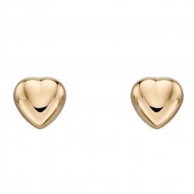 9ct yellow gold heart studs