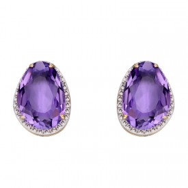 Amethyst irregular stone studs yellow gold