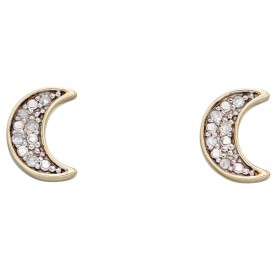 Moon diamond studs yellow gold
